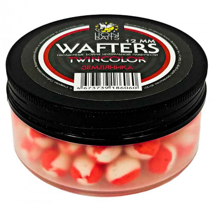 Бойлы нейтральной плавучести Wafters twincolor LION BAITS Земляника 12мм Бойлы нейтральной плавучести Wafters twincolor